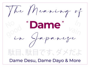 The Meaning of Dame in Japanese - Dame Desu Dame Da Dame Dayo Dame Dame