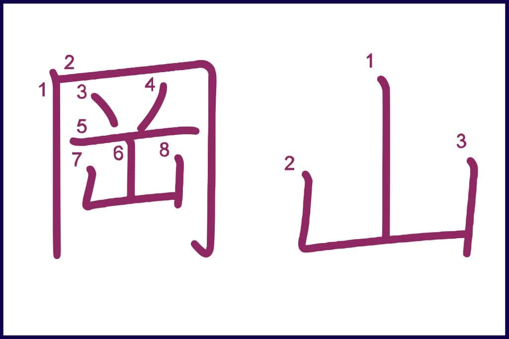 岡山 (おかやま, Okayama) - How to Use and Write the word in Japanese (Hiragana & Kanji Stroke Order)